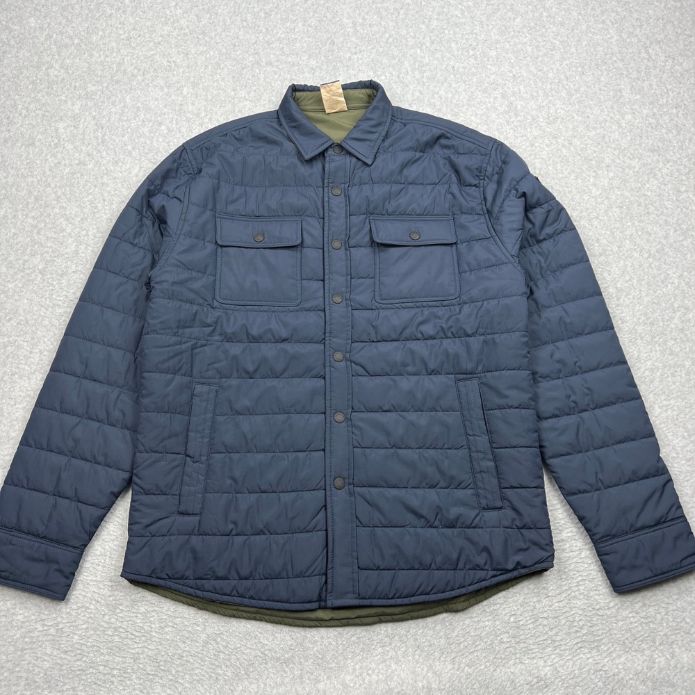 Faherty Atmosphere Reversible Shirt Jacket Mens Medium Blue/Green Quilted Snap